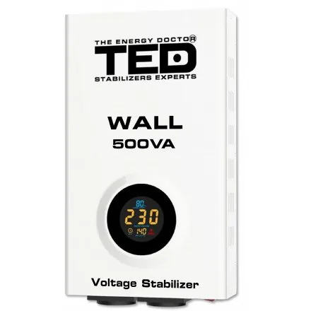 Stabilizator de Retea TED Electric AVR Wall 500VA 300W LCD 2 Iesiri Schuko