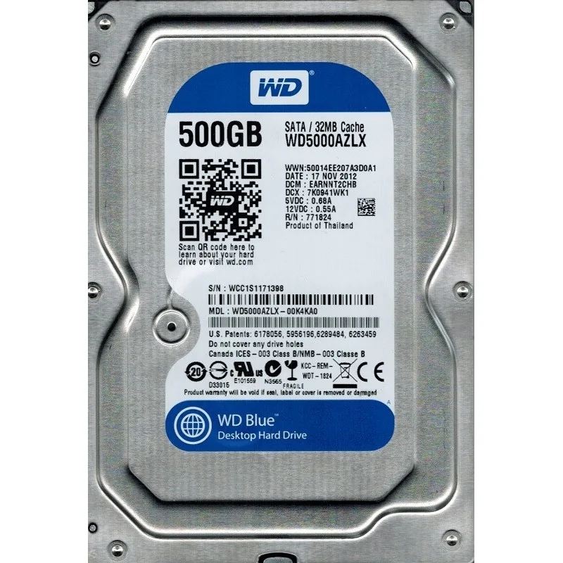 Western Digital Blue 500GB 7200RPM SATA 3.5 Inch