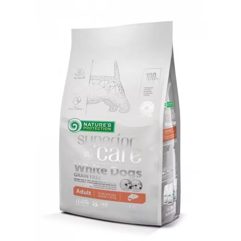 Hrana Uscata Caini Natures Protection White Dogs 10kg Fara Cereale Somon Adult