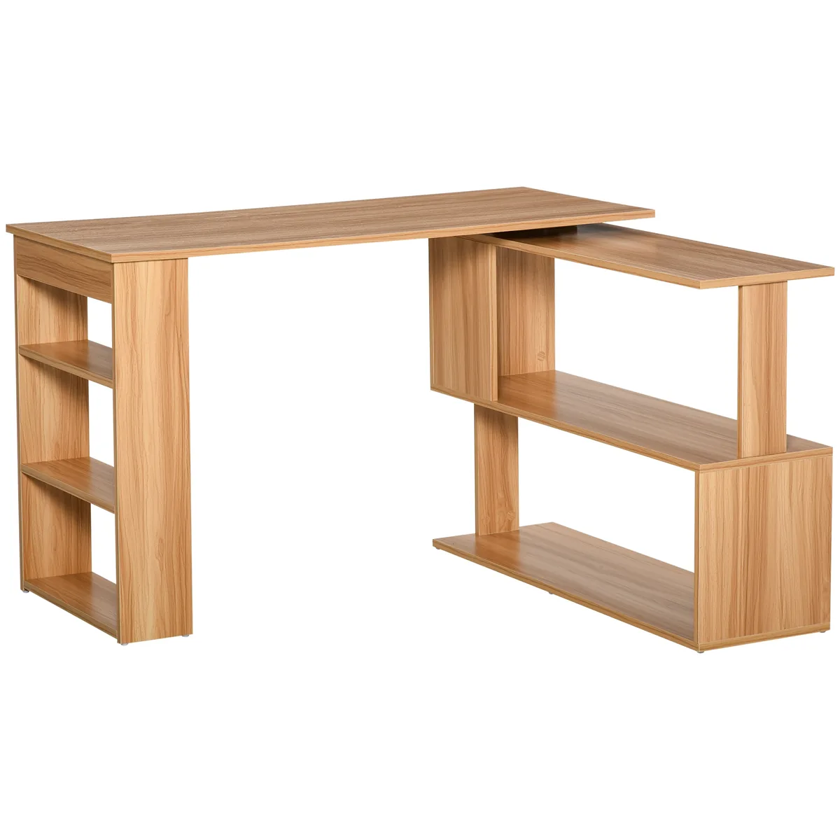 Birou de Colț HOMCOM Lemn 120x110x74.5cm 5 Rafturi Maro