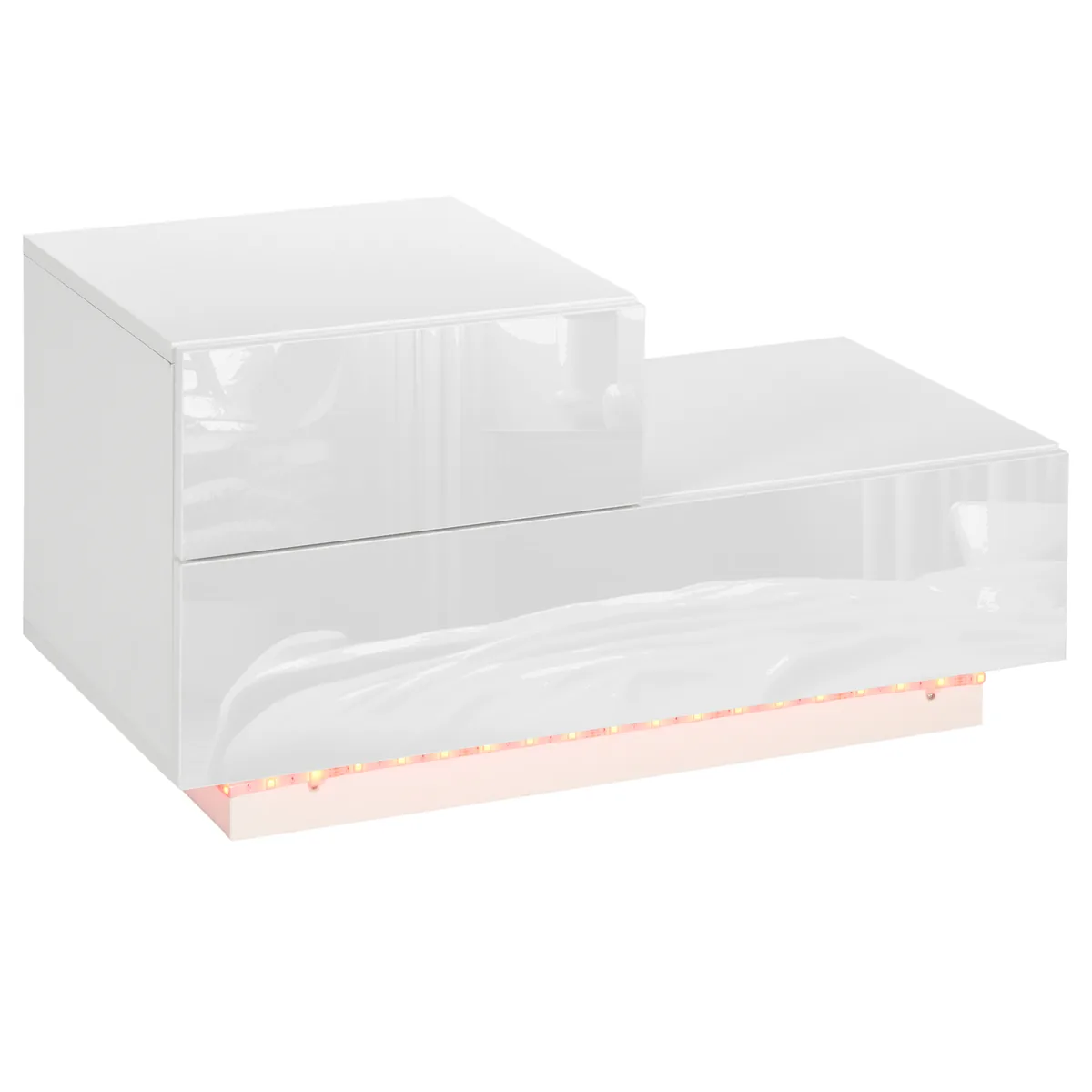 Noptieră HOMCOM LED Modernă Alb 70x37x38cm 2 Sertare