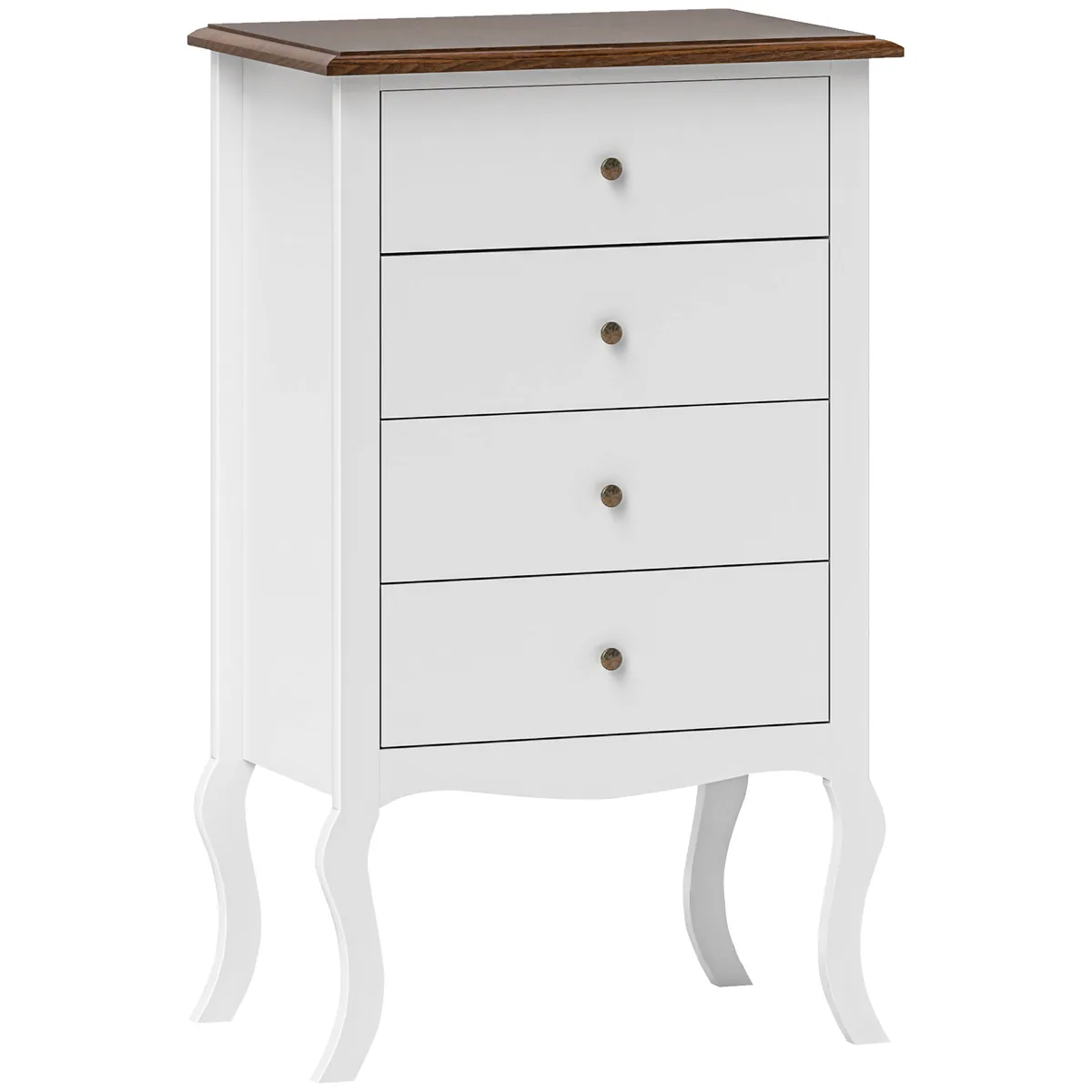 Comoda HOMCOM 4 Sertare 60x40x98.5cm Alb si Stejar