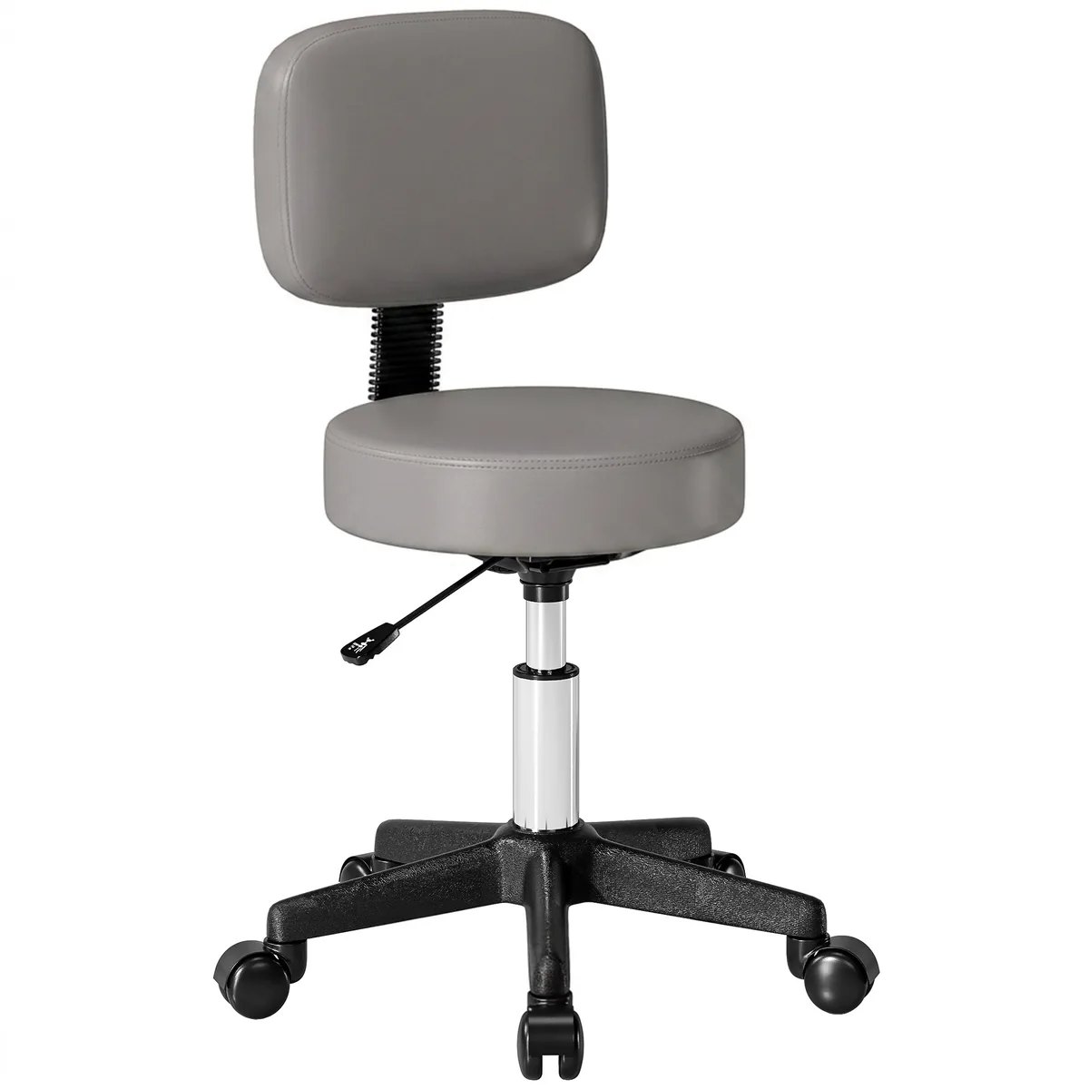 Taburet Masaj HOMCOM cu Roți Reglabil Pivotant Spătar Ergonomic Gri