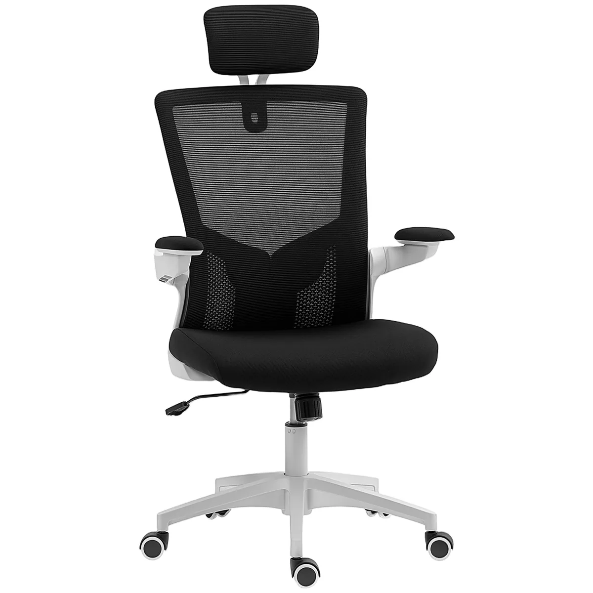 Scaun de Birou HOMCOM Tetieră Suport Lombar Brațe Rabatabile 60x63x120cm Negru