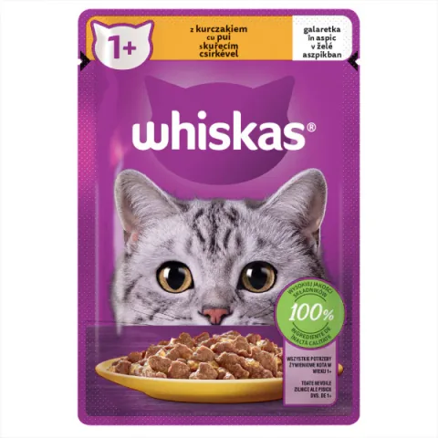 Hrana Umeda pentru Pisici Whiskas Adulte cu Pui in Aspic 85g