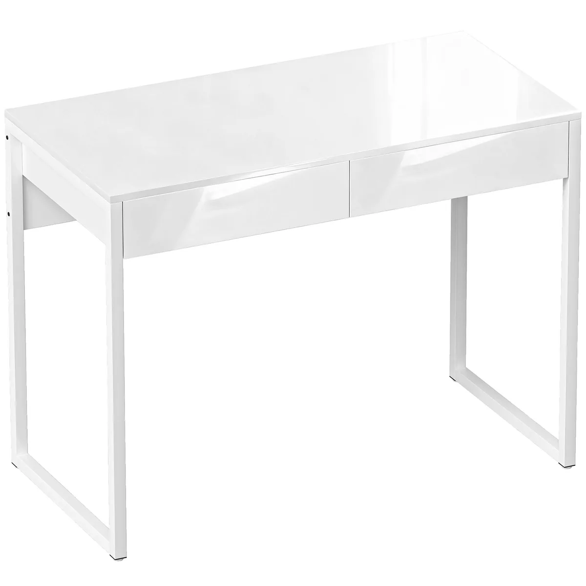 Birou HOMCOM Modern cu 2 Sertare 100x50x75 cm Alb Lucios