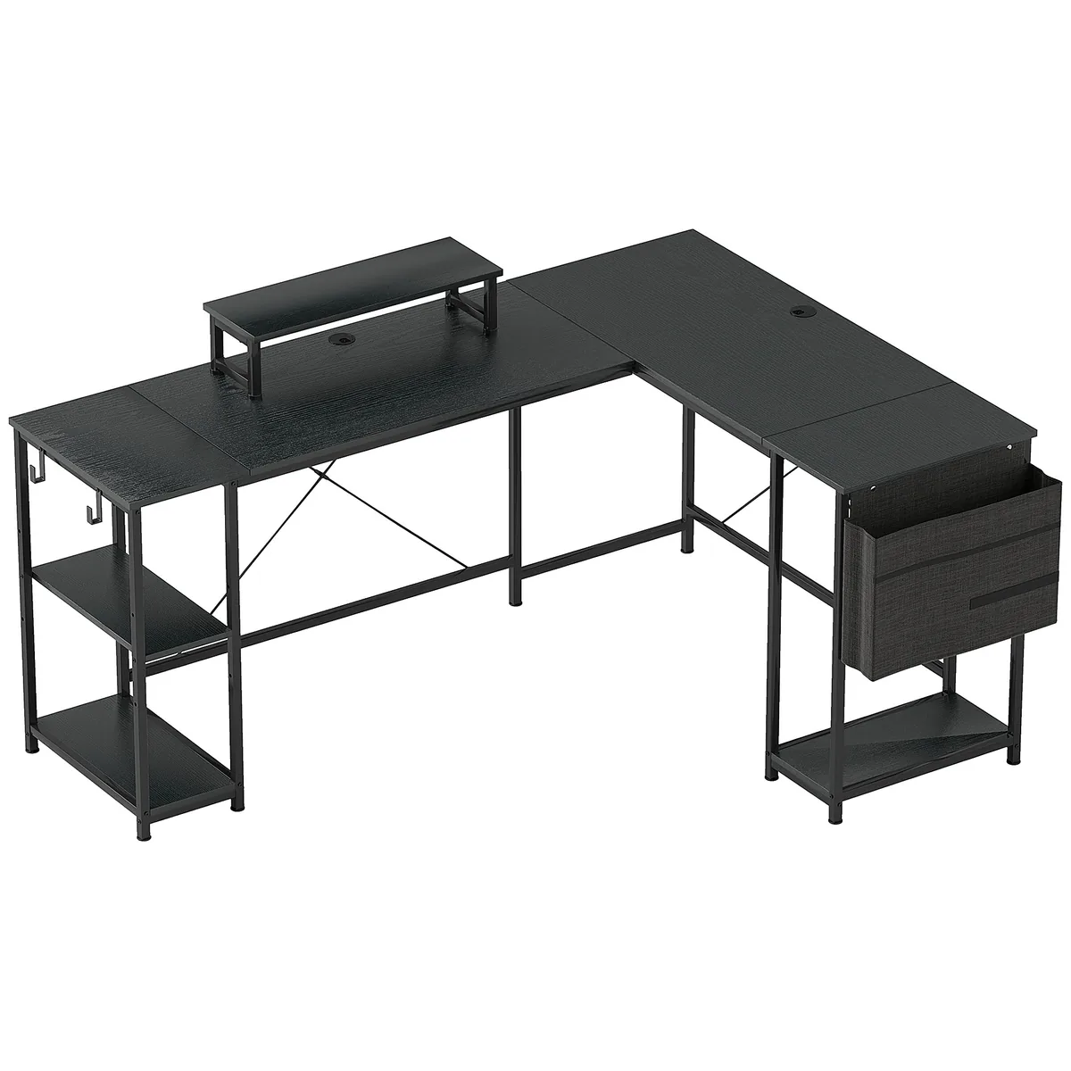 Birou de Colț HOMCOM Modular Reversibil 168-240 cm Industrial
