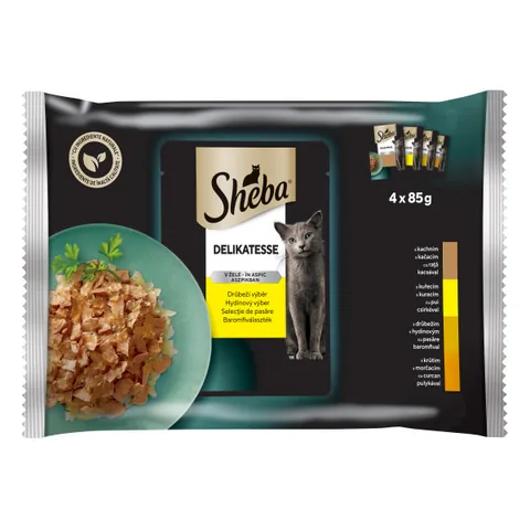Hrana Umeda pentru Pisici Sheba Plic Pui Curcan Rata Pasare 4x85g